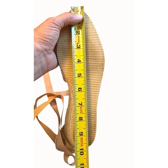 ILSE JACOBSON METALLIC THREAD BEIGE RIBBON TIE UP ANKLE STRAP ESPADRILLE WEDGE S - Picture 9 of 9